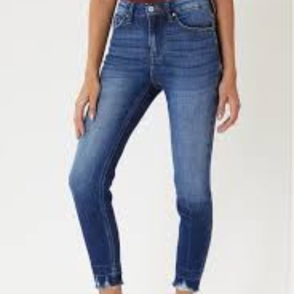 KanCan Sophia Hi Rise Release Hem‎ Blue Ankle Jeans